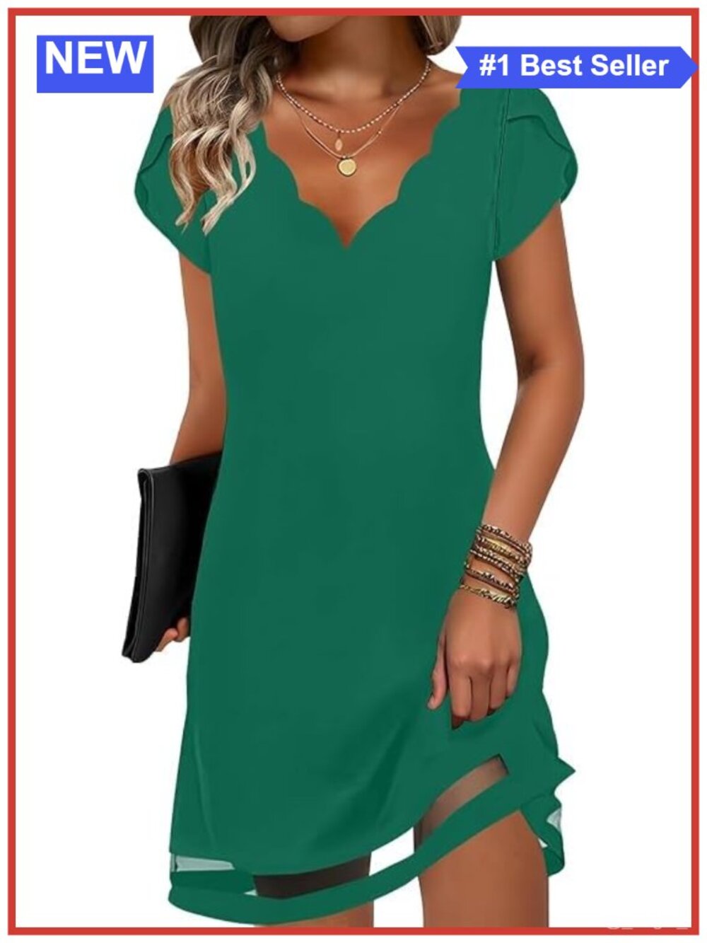 Womens Summer Dress Mesh Hem Petal Sleeve Floral Sundress with Pockets
